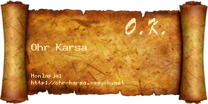 Ohr Karsa névjegykártya